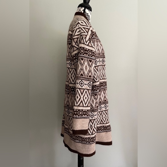 Jessica Simpson Cardigan Sweater Womens Sz Large Brown Beige Western Long Sleeve - Picture 3 of 8